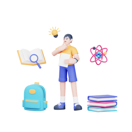 Boy preparing for exams  3D Illustration