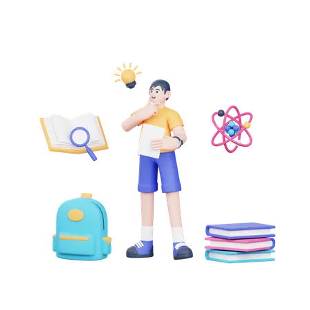 Boy preparing for exams  3D Illustration