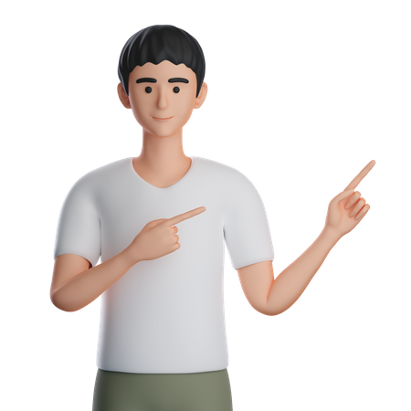 Boy Presenting Something At Right Up Side  3D Icon
