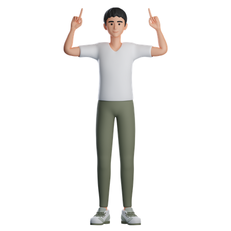 Boy Presenting Something At Top  3D Icon