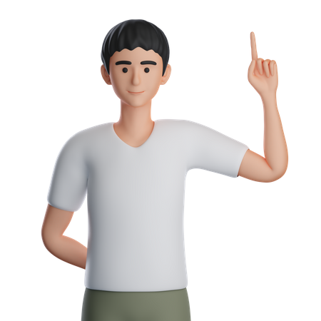 Boy Presenting Something At Top With Left Hand  3D Icon