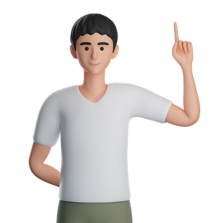 Boy Presenting Something At Top With Left Hand  3D Illustration