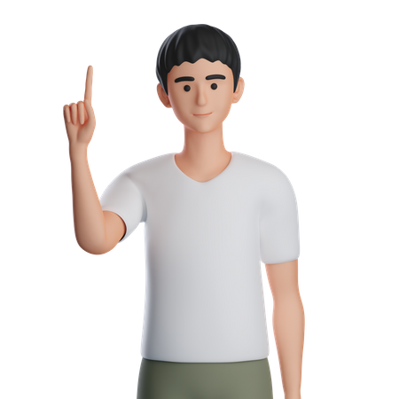 Boy Presenting Something At Top With Right Hand  3D Icon