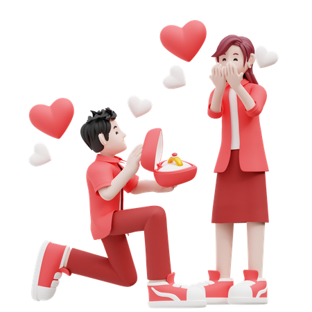 Boy Propose To Girl  3D Illustration