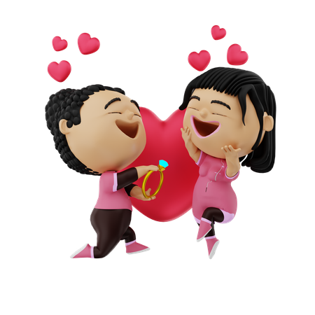 Boy proposing girl  3D Icon