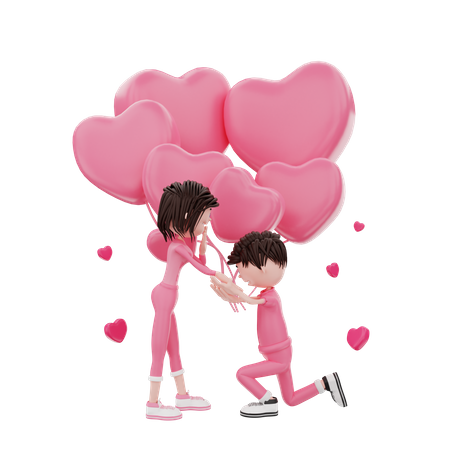Boy proposing girl  3D Icon