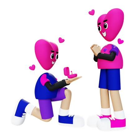 Boy proposing girl  3D Icon