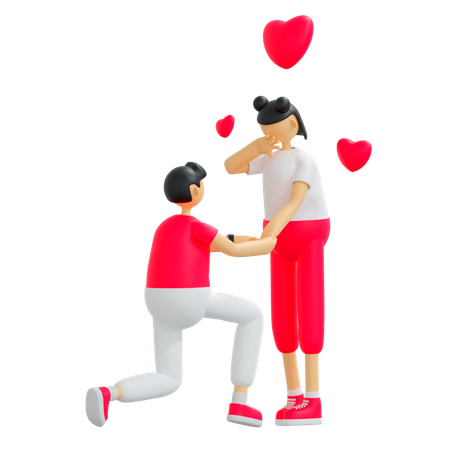 Boy proposing girl  3D Icon