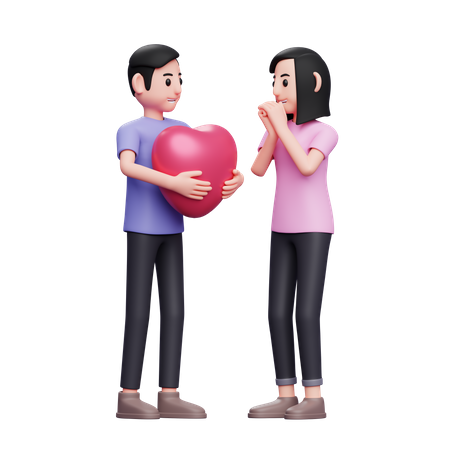 Boy proposing girl  3D Illustration