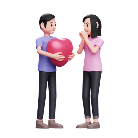 Boy proposing girl  3D Illustration