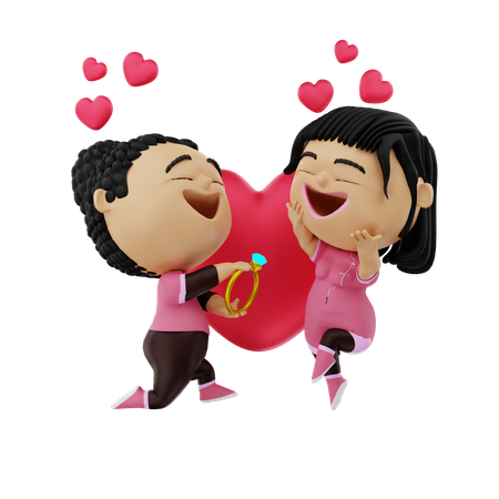 Premium Romantic Couple celebrating valentines day 3D Illustration download  in PNG, OBJ or Blend format