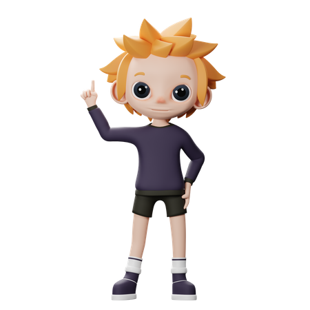 Boy raising finger  3D Illustration