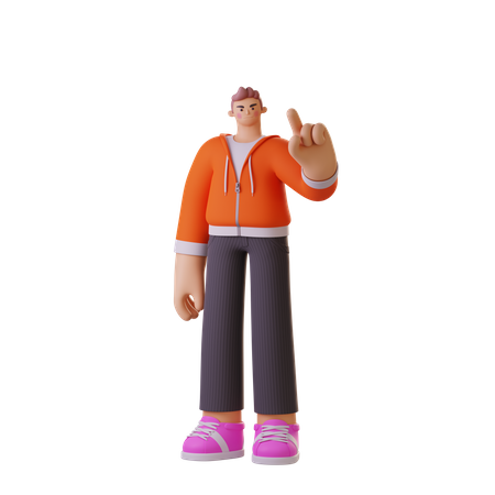 Boy raising one finger  3D Icon