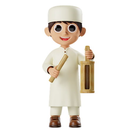 Boy Ramadan Calling Sahur  3D Illustration