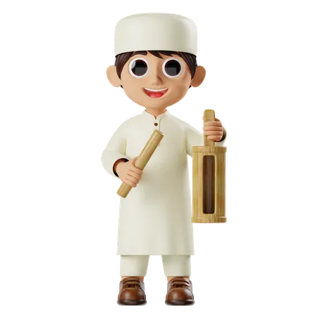 Boy Ramadan Calling Sahur  3D Illustration