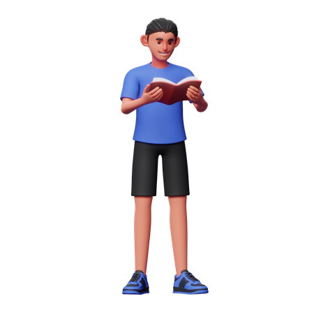 Boy Read Book  3D Illustration