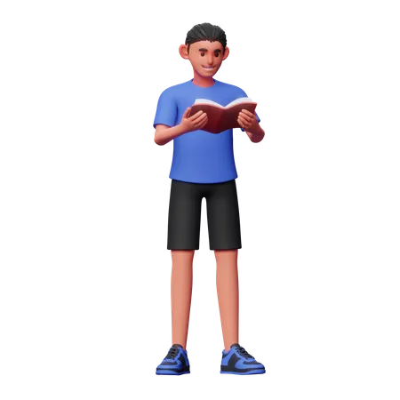 Boy Read Book  3D Illustration