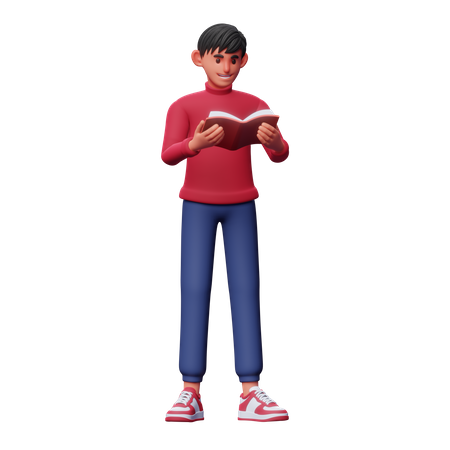 Boy Read Book  3D Illustration