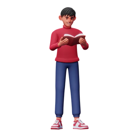 Boy Read Book  3D Illustration