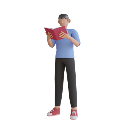 Boy Reading A Book  3D Illustration