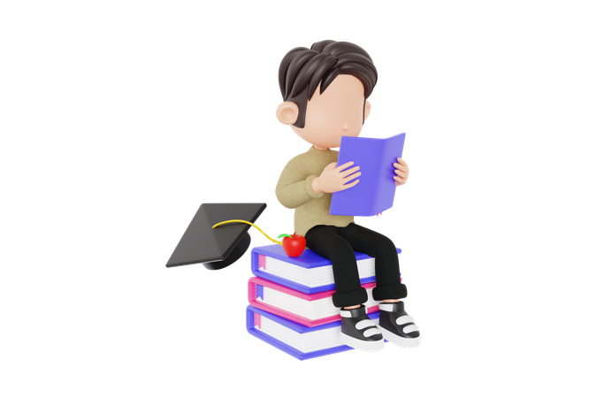 Boy Reading Book  3D Icon
