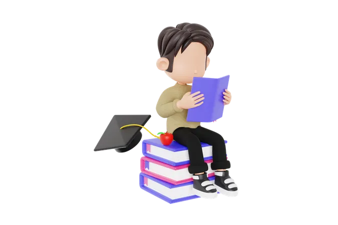 Boy Reading Book  3D Icon
