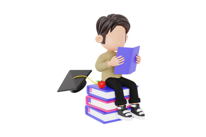 Boy Reading Book  3D Icon