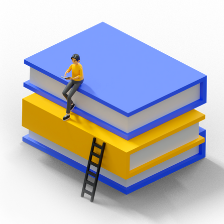 Boy reading book  3D Illustration