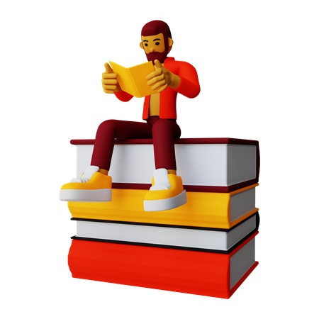 Boy reading book  3D Illustration