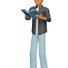 boy in reading book pose 3d illustration