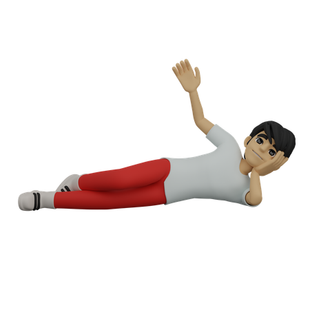 Boy relaxing on floor  3D Icon