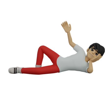 Boy relaxing on floor  3D Icon