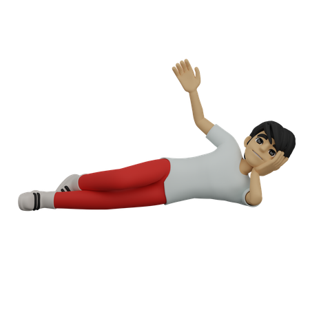 Boy relaxing on floor  3D Illustration