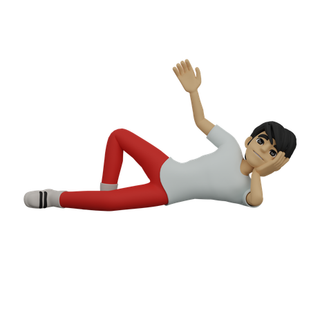 Boy relaxing on floor  3D Illustration