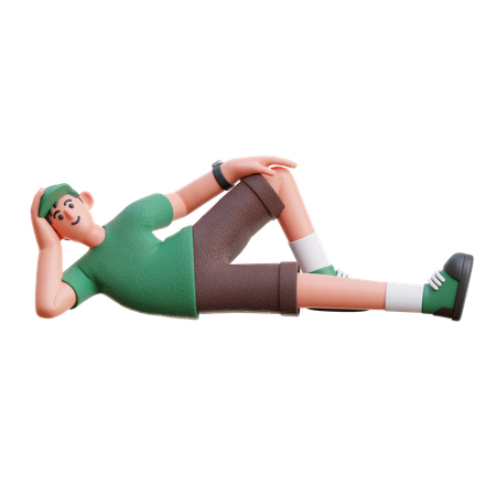 Boy relaxing while lying  3D Illustration