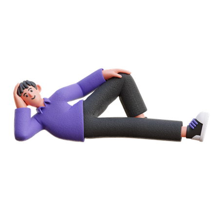 Boy relaxing while lying  3D Illustration