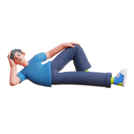 Boy relaxing while lying  3D Illustration