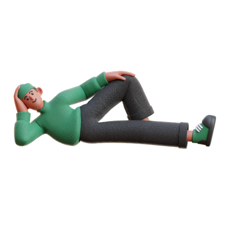 Boy relaxing while lying  3D Illustration