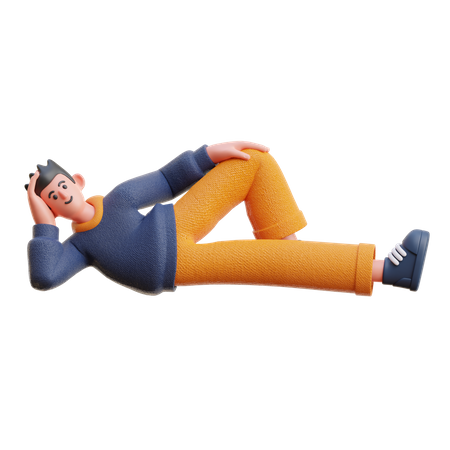 Boy relaxing while lying 3D Illustration