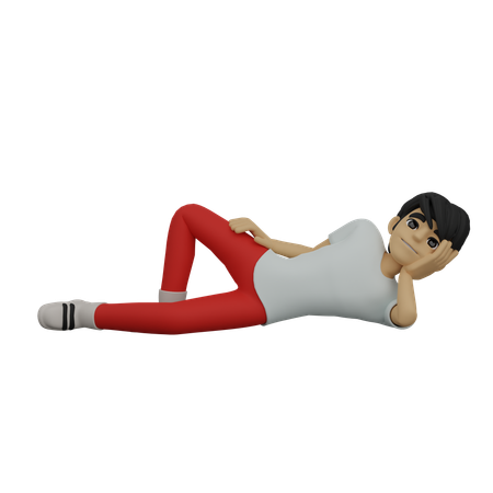 Boy resting on floor  3D Illustration