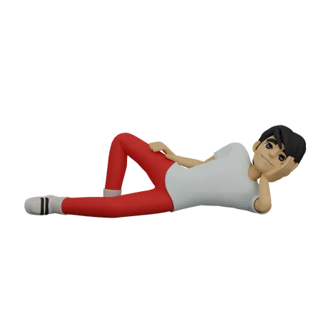 Boy resting on floor  3D Illustration