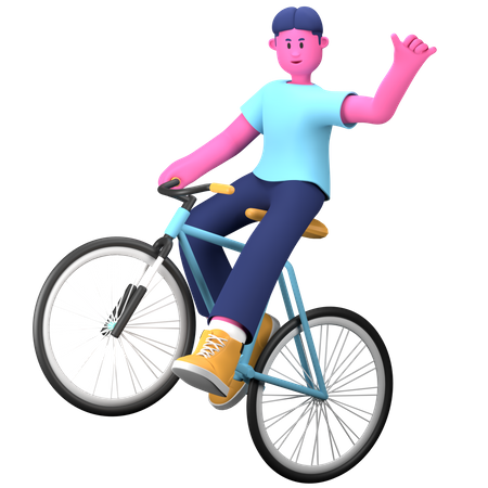 Boy riding Bicycle  3D Illustration