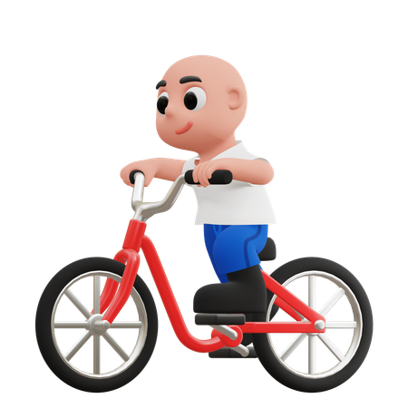 Boy Riding Bicycle  3D Illustration