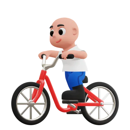 Boy Riding Bicycle  3D Illustration