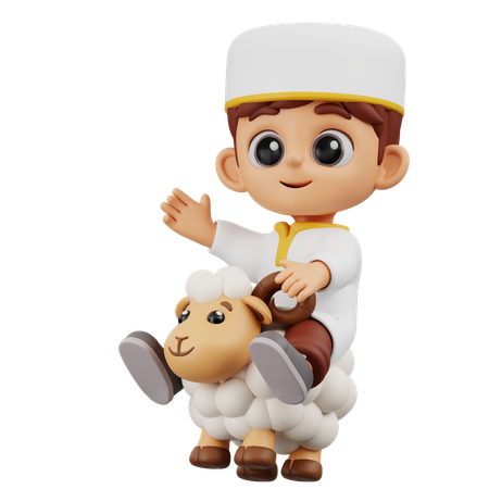Boy Riding Sheep  3D Icon