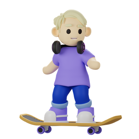 Boy riding  Skateboard  3D Icon