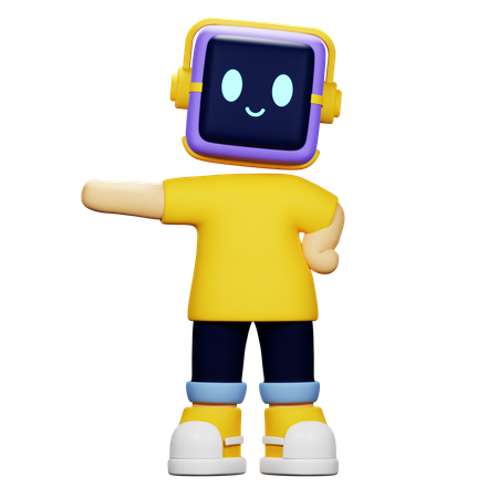 Boy Robot Pointing Left  3D Icon