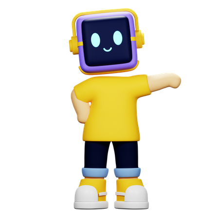 Boy Robot Pointing Right  3D Icon