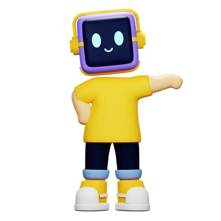 Boy Robot Pointing Right 3D Icon