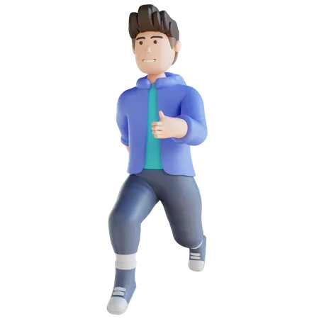 Boy Running  3D Illustration